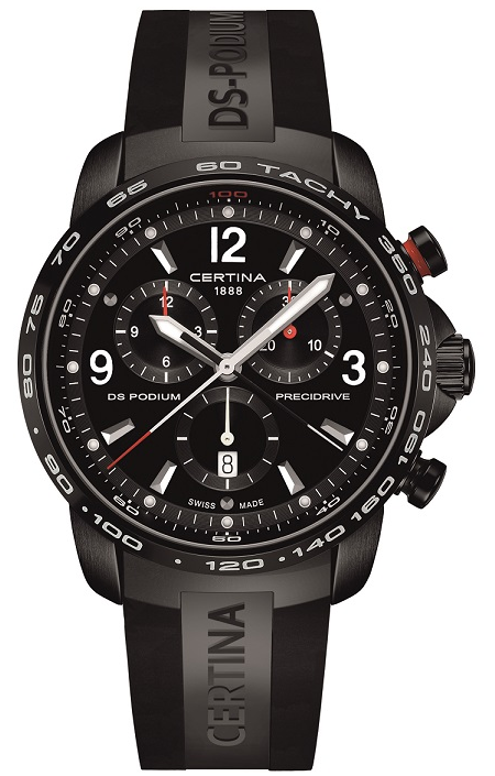 DS PODIUM BIG SIZE CHRONO QUARTZ 43,5MM STEEL & PVD BLACK RUBBER