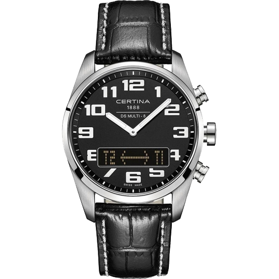 DS MULTI-8 QUARTZ 42MM STEEL BLACK ALLIGATOR