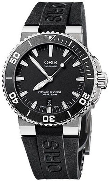 AQUIS DATE AUTOMATIC 40MM STEEL BLACK RUBBER