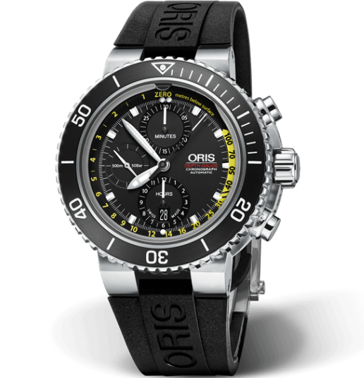 AQUIS DEPTH GAUGE CHRONOGRAPH AUTOMATIC 48MM STEEL BLACK RUBBER