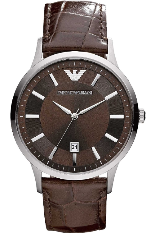 RENATO QUARTZ 43MM STEEL BROWN LEATHER