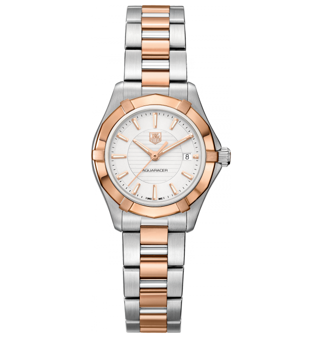 AQUARACER QUARTZ 27MM STEEL & ROSE GOLD WHITE STEEL & ROSE GOLD