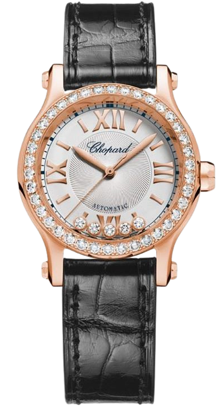 HAPPY SPORT 30 AUTOMATIC 30MM ROSE GOLD SILVER ALLIGATOR