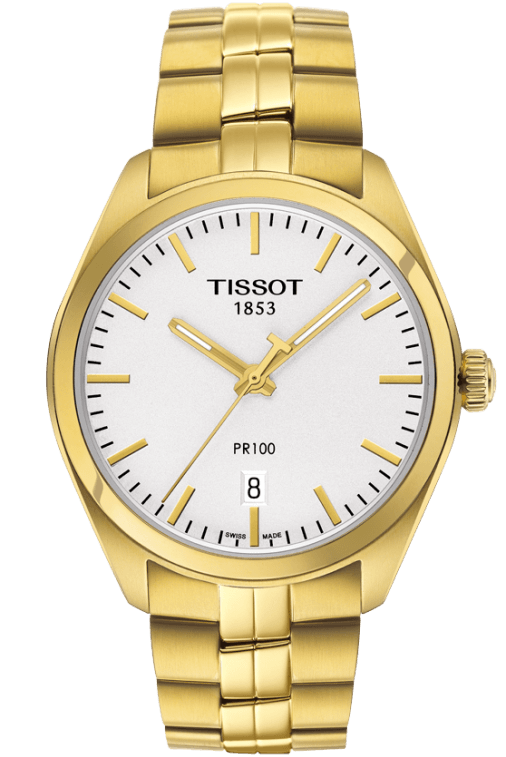 T-CLASSIC PR 100 QUARTZ QUARTZ 39MM STEEL & PVD WHITE STEEL & PVD