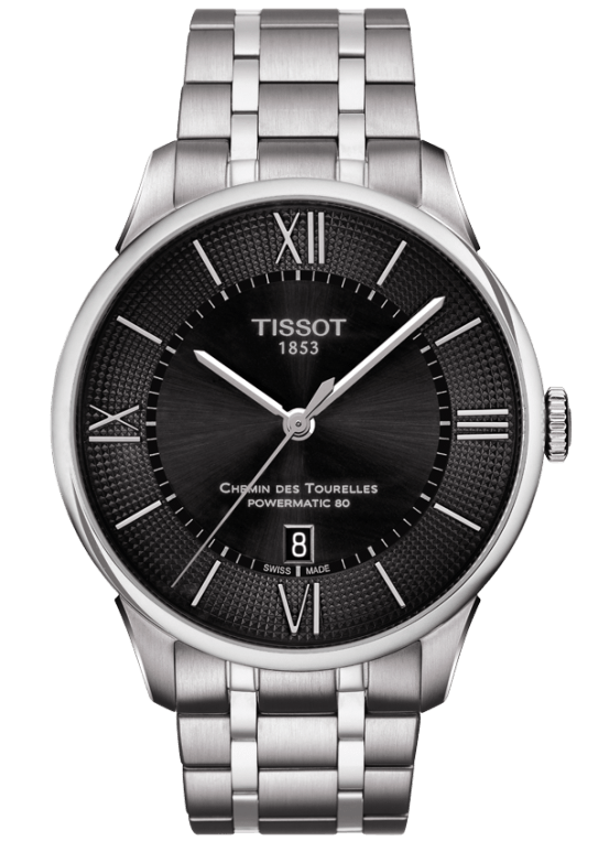 T-CLASSIC CHEMIN DES TOURELLES POWERMATIC 80 AUTOMATIC 42MM STEEL BLACK STEEL