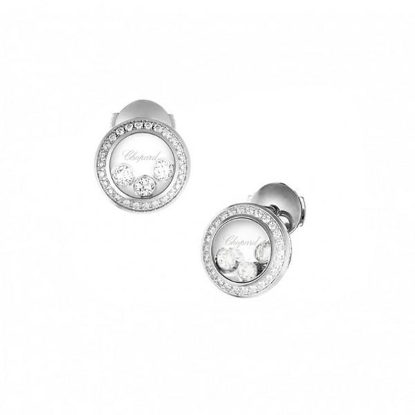 CHOPARD HAPPY CURVES EARRINGS 4.1 18K WHITE GOLD