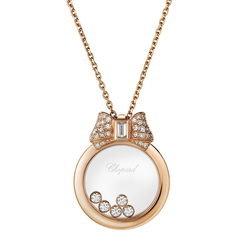 CHOPARD HAPPY DIAMONDS NECKLACE 12.0 18K ROSE GOLD 42CM