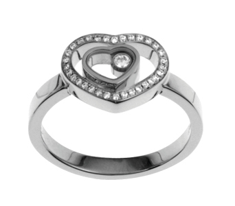 CHOPARD HAPPY HEARTS RING 5.2 18K WHITE GOLD 58