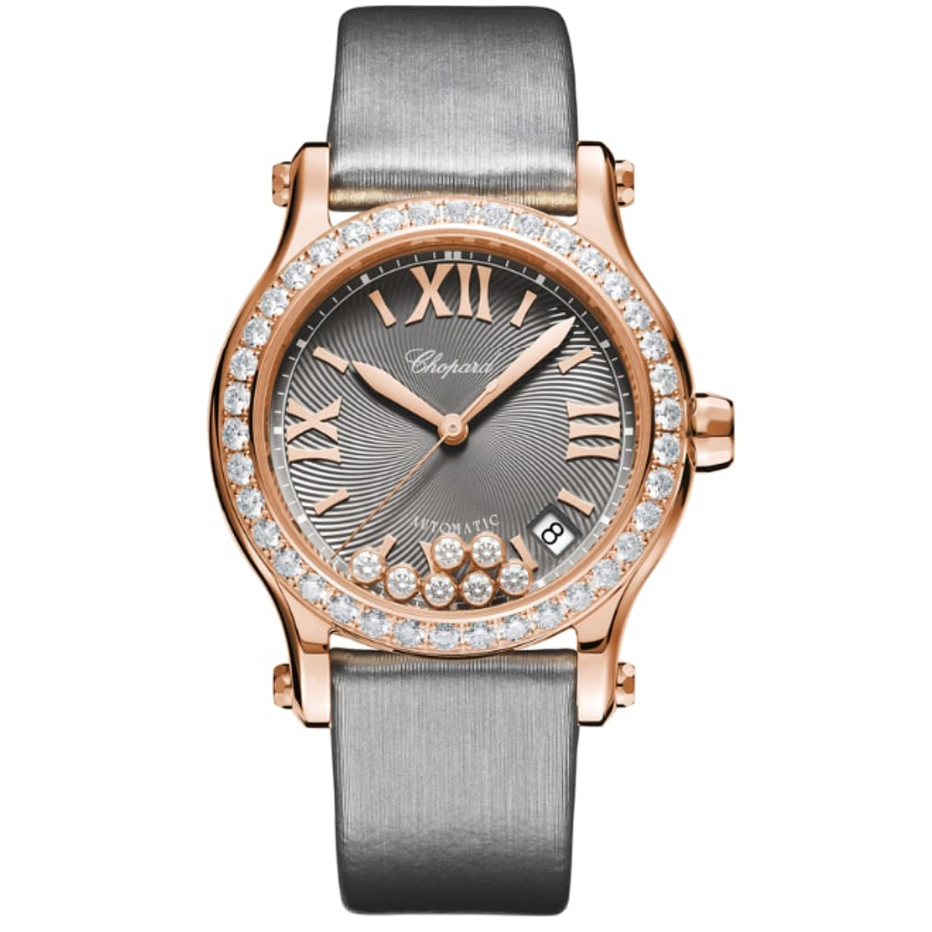 HAPPY SPORT AUTOMATIC 36MM ROSE GOLD GREY TEXTILE